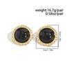 Ingemark Vintage Black Acrylic Resin Alloy Stud Earrings for Women New Trendy Geometric Round Piercing Earrings Bohemian Jewelry