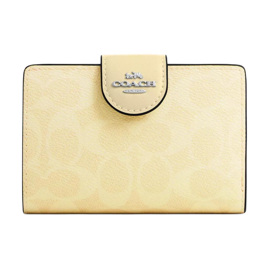 New COACH Coated Canvas Wallet Mini Women's Dry Grass CW786-SVMN0