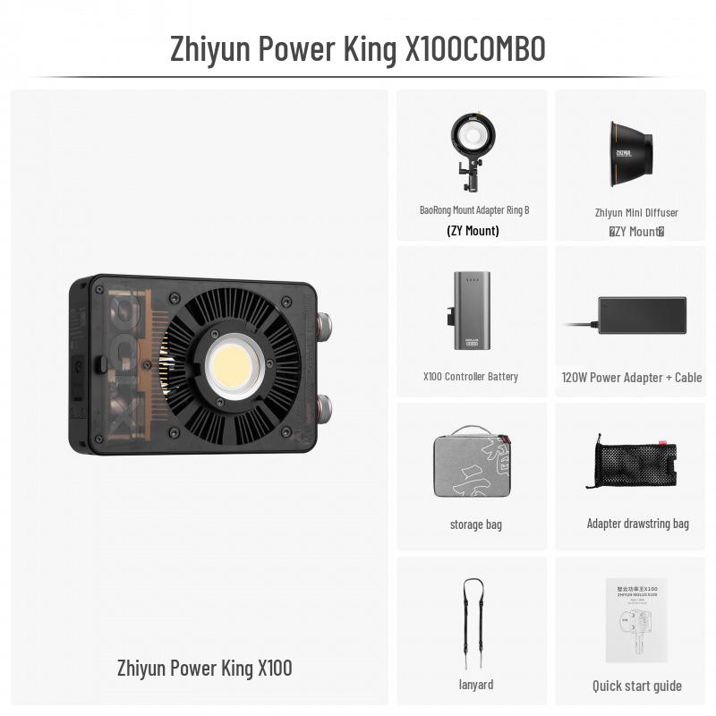ZHIYUN X100 Portable 100W COB Fill Light for Photography & Livestreaming