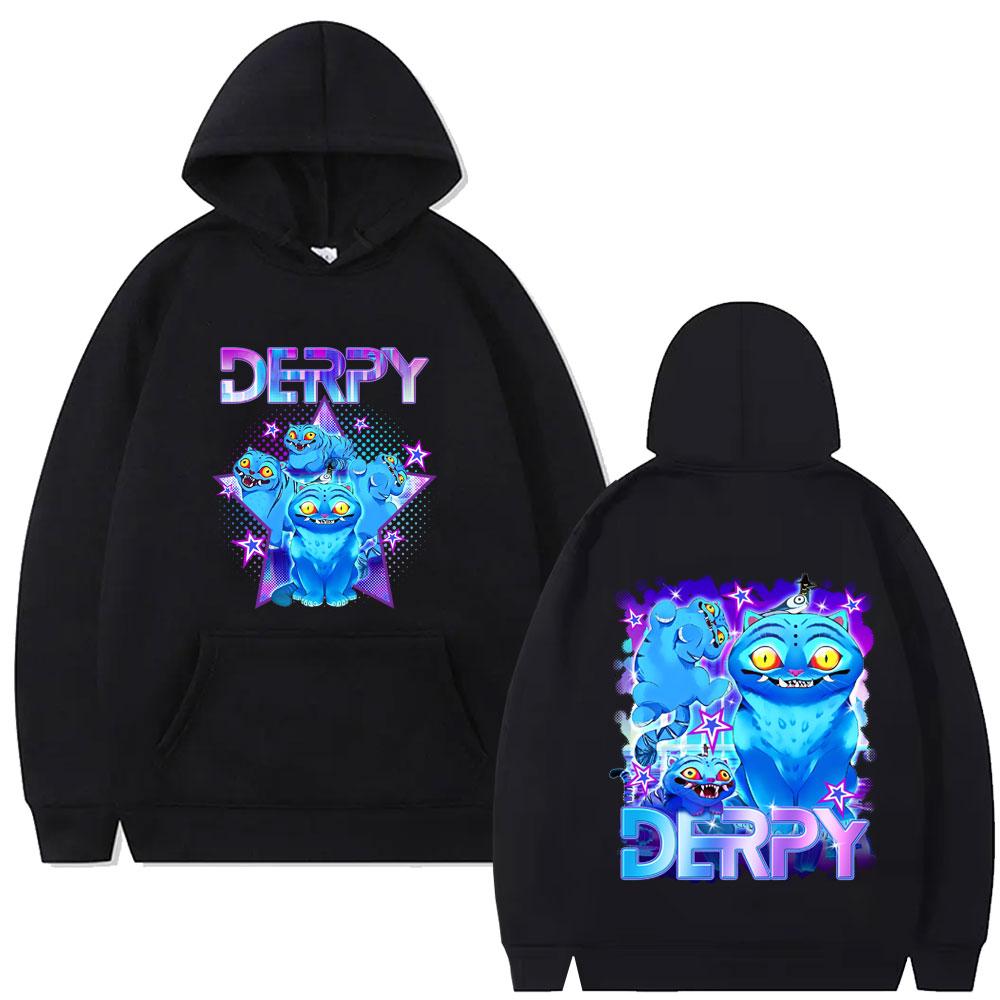 Kpop Demon Hunters Derpy Tiger Double Sided Hoodie Men Women Fashion Cartoon Trend Pullover Hoodies Male Vintage Cool Streetwear S