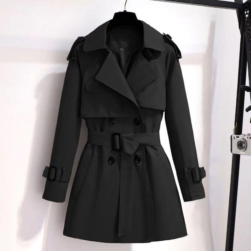 Trench Corto da Donna, Stile Britannico di Media Lunghezza, Giacca Casual Slim Primavera e Autunno