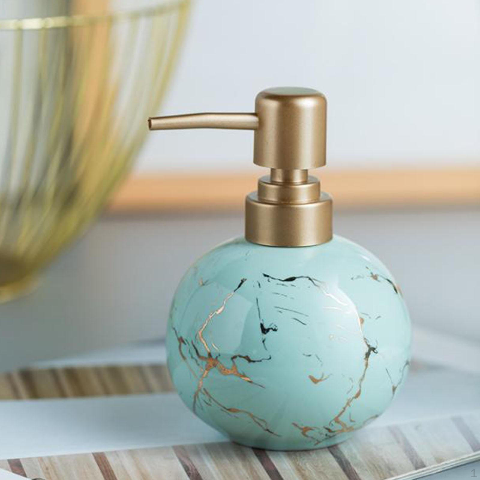 

Ceramic Soap Dispenser Holds 300ml Shampoo Refillable Reusable Bath Lotion Hand Pump світло-синій колір