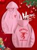 Red Hooded Sweatshirt with Cartoon Dragon Graphic Pullover for Christmas Machine Washable Comfortable Fit Hoodie  Hoodie
