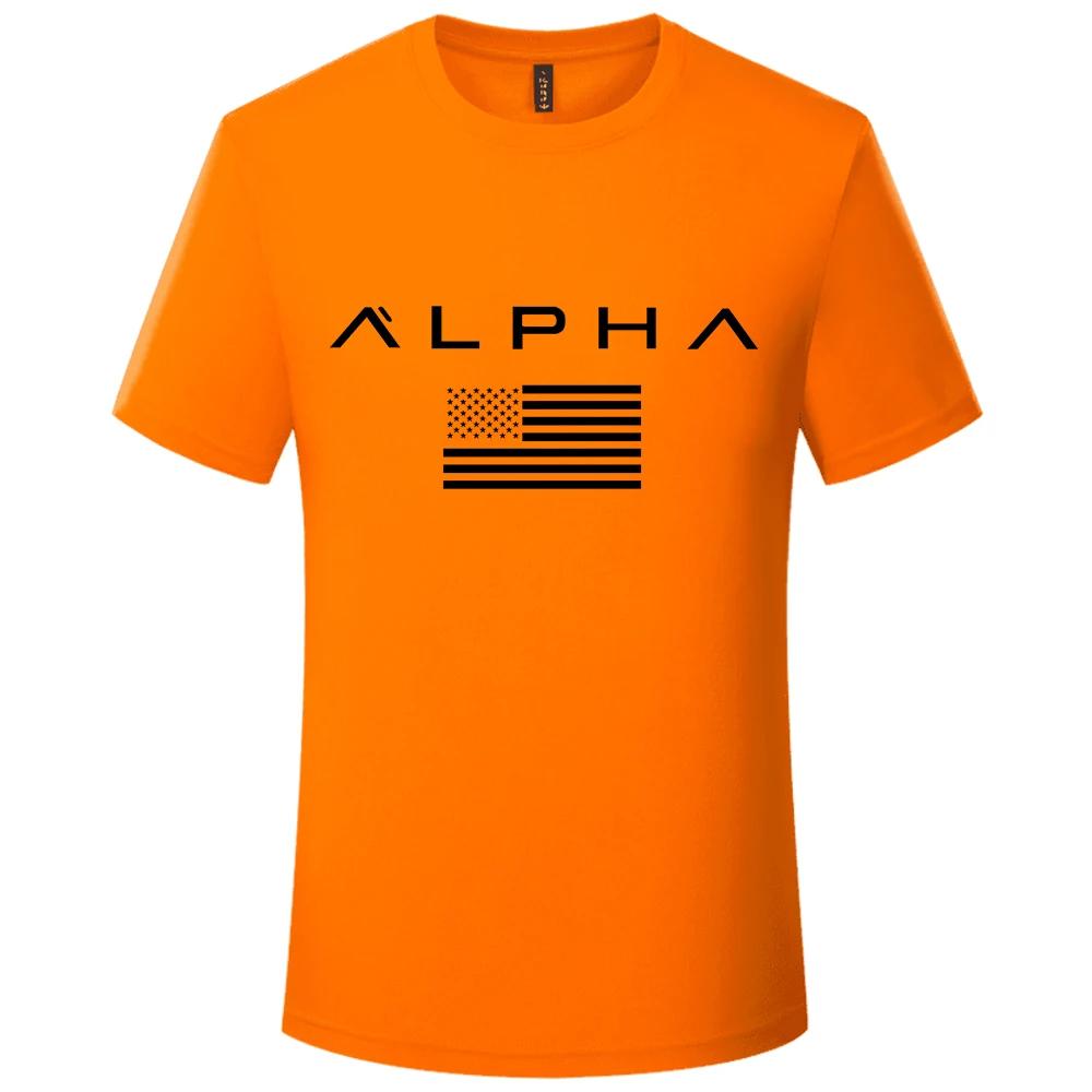 

USA ALPHA New Type of Soft Round Neck Casual Short-Sleeved T-shirt Men Hot Drill Base Shirt Men s Jacket S