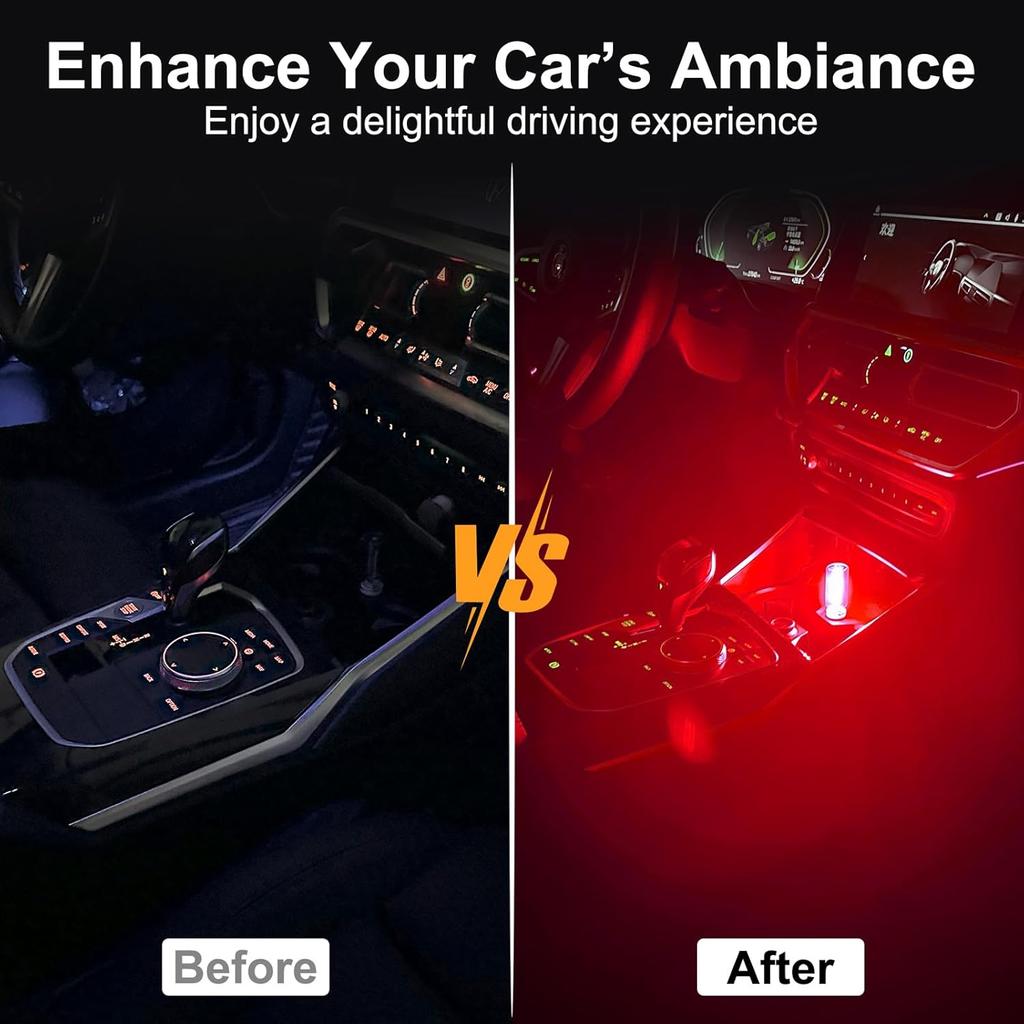 LYCARESUN 2 PCS Car USB Night Light Bulb, Touch Dimmable Car Interior Ambient Lights, Portable Mini USB Retro Glass Bottle Lamp Decorations for