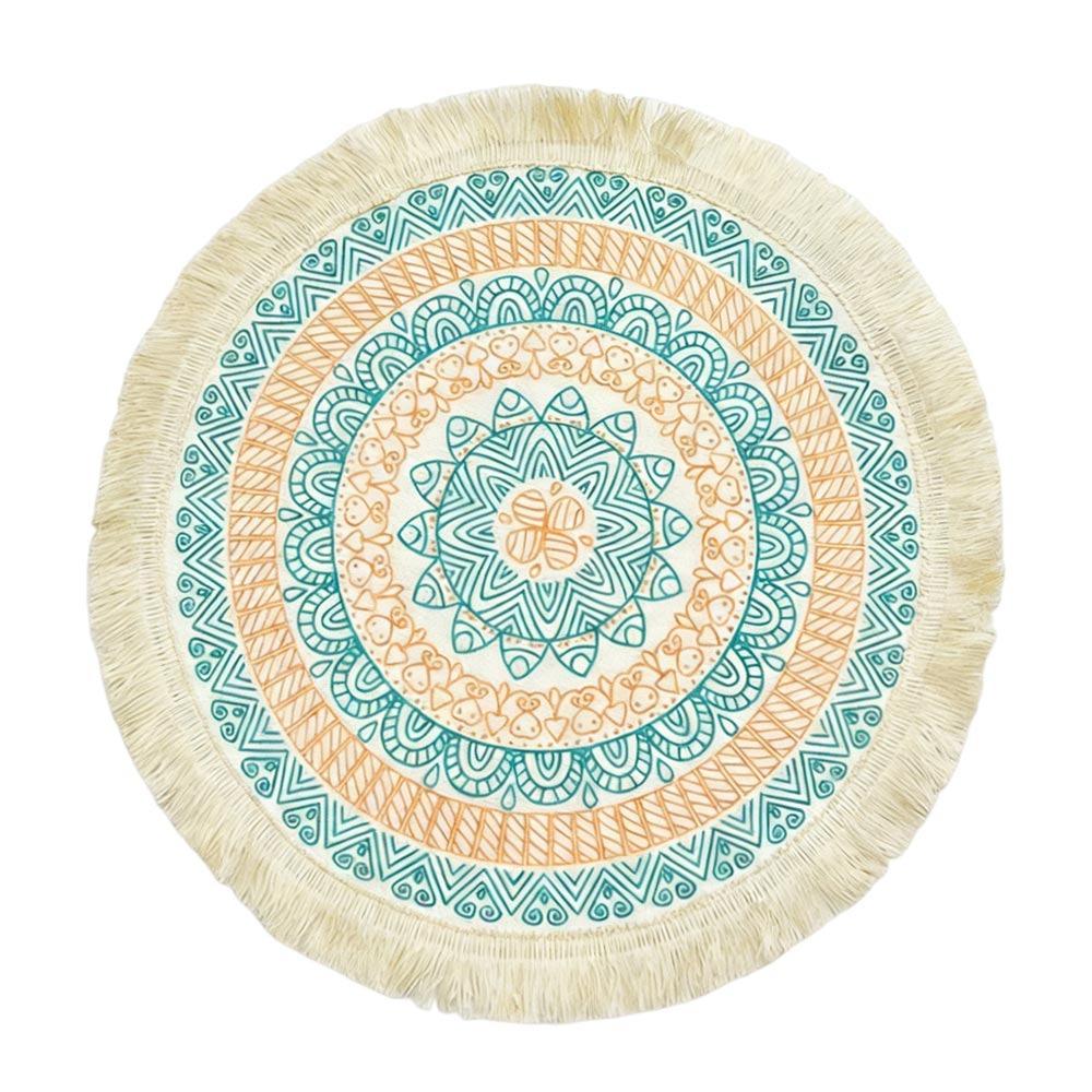 

Natural Heat Resistant Bohemian Placemat Non-Slip Weave Braided Table Mat Jute Tassel Woven Mat Kitchen Table L
