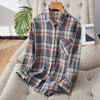Kostkovaná košile dámská s dlouhým rukávem podzimní temperament retro čistá bavlna košile top spodní košile