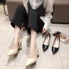 Pointed High Heels 2024 New  Chunky Heel Shallow Women Shoes Temperament Versatile Work Shoes Red Wedding Shoes pumps
