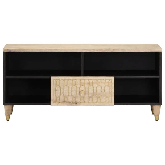 VidaXL Meuble TV 100x33x46 cm bois massif de manguier, support TV, armoire média, armoire hifi, unité TV, meuble multimédia, 358264