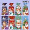 50 Pcs Merry Christmas Cellophane Bags With Twist Ties Xmas Clear Cello Candy Gift Bags New Year'S Eve Christmas Party Decoration