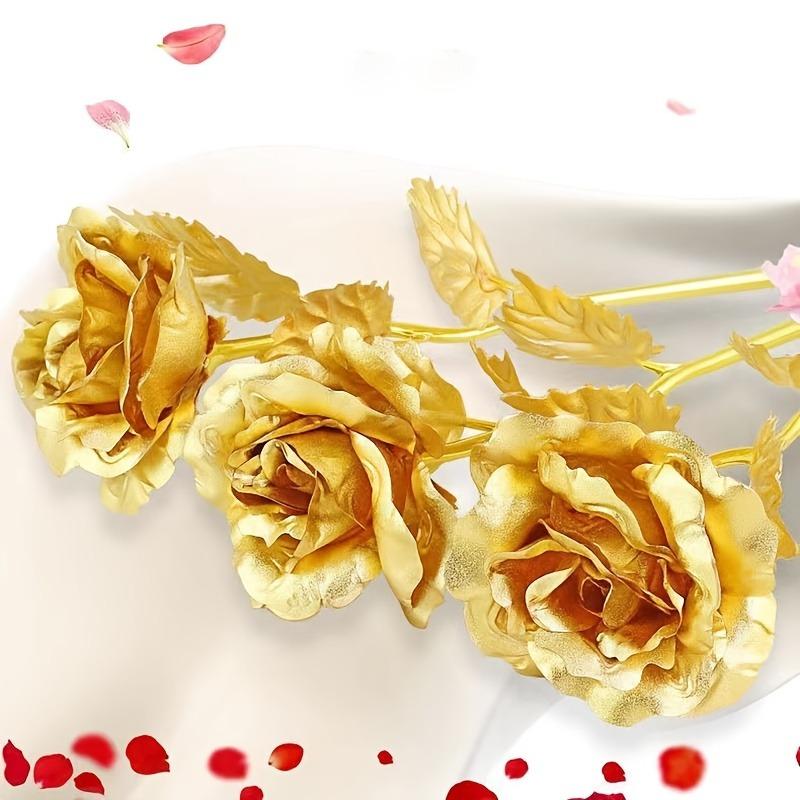 5/10Pcs Gold Artificial Flowers 18CM Fake Flower Valentine's Day Decoration for Woman Girlfriend Gifts Ornament Party Supplies