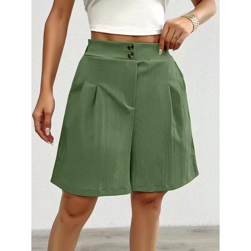 New Summer Loose Pants Wide-Leg Shorts Casual Women High-Waisted Knee - Length Shorts
