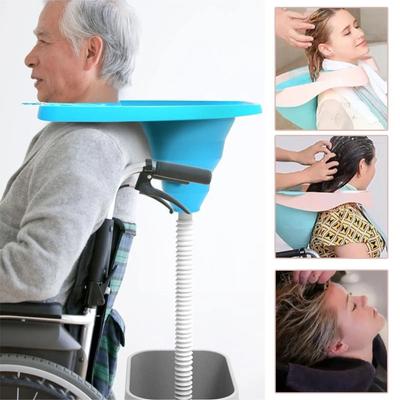Foldable Hair Washing Basin No Bending No Lying Down Backwash Tray Adjustable Neck Strap Portable Hair Washing Tray Bedside