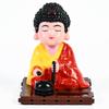 Solar-Powered Moving Head Buddha Monk Statue – Feng Shui Good Fortune Ornament for Car Dashboard, Home and Office