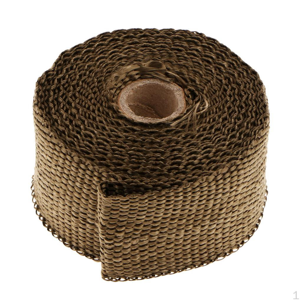 

Durable 2inchx50ft Titanium Temperature Header Exhaust Wrap коричневий