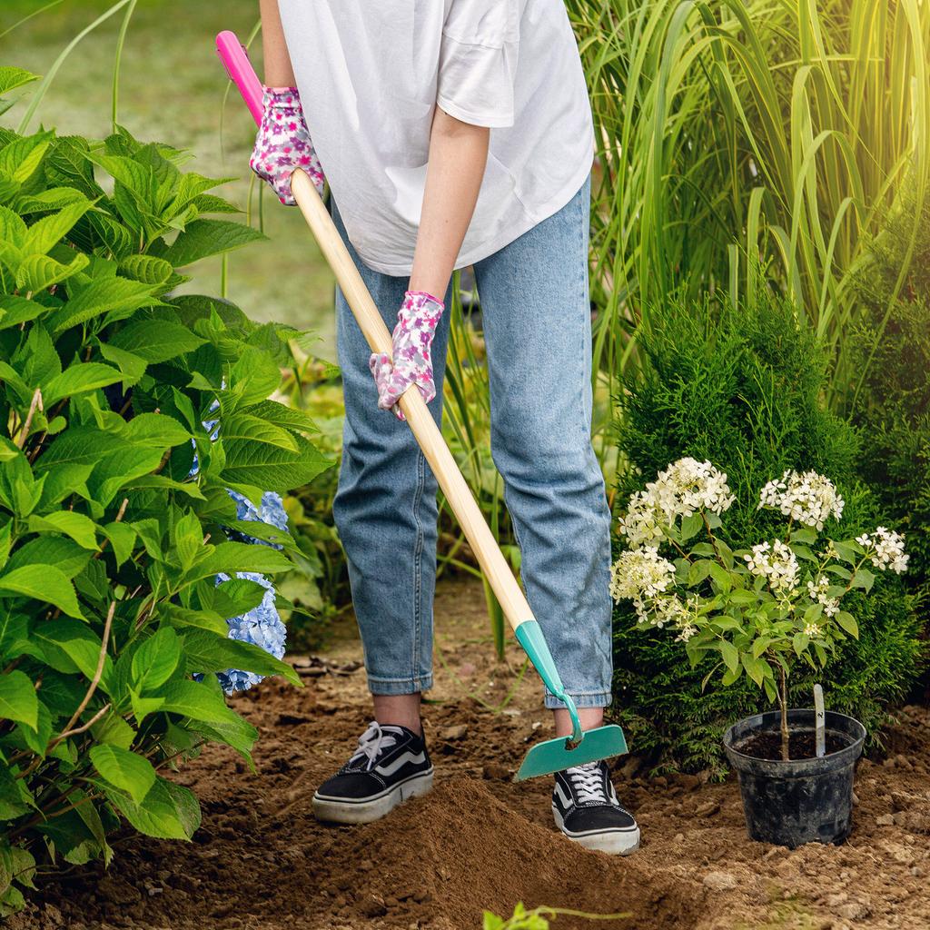 KADAX Zestaw Narzędzi Ogrodowych Szpadel Grabie Motyczka + Rękawice Damskie