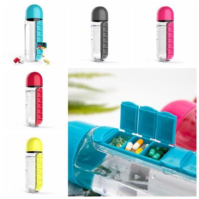 Daily Pill Boxes Organizer Medicine Box Water Bottle Pill Boxes Sports Water Bottle  Camping