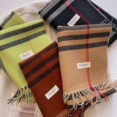 Mädchenhafter Stil Wald Farbe Kontrastierende Saison Doppelseitiger Schal, Winter High-End Warmer Schal
