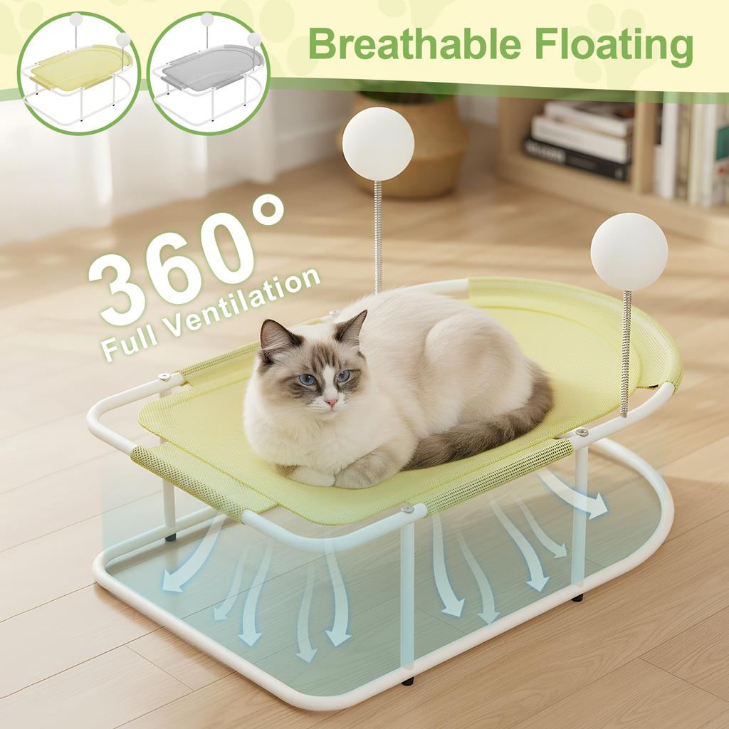 Free-Standing Elevated Cat Bed with Removable Washable Mesh Fits Up To 10kg Elevated Cat Hammock Bed for Cats and Small Dogs