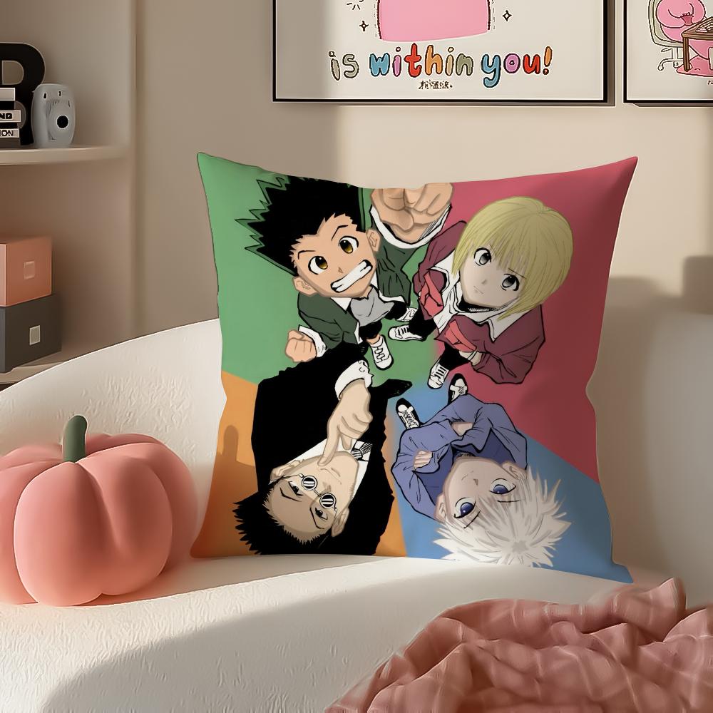 Thrilling Anime HHunter x Hunter Cushion Cover Pillowcase Short Plush Invisible zipper Room Sofa Cushion Cover