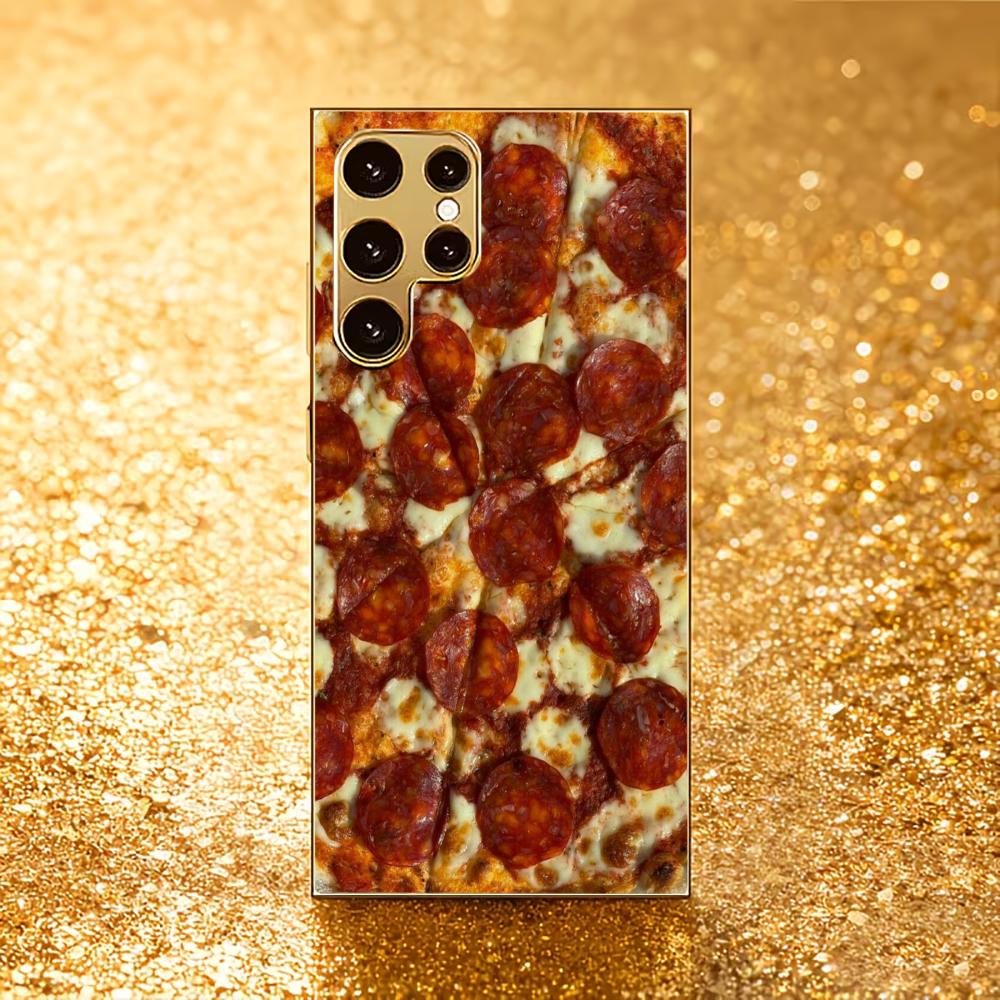 

Pizza Atmosphere Simplicity High-end Electroplating Glass PhoneCase for Samsung Galaxy S26 S25 S24 S23 S22 S21 FE,Ultra,Plus GalaxyS25