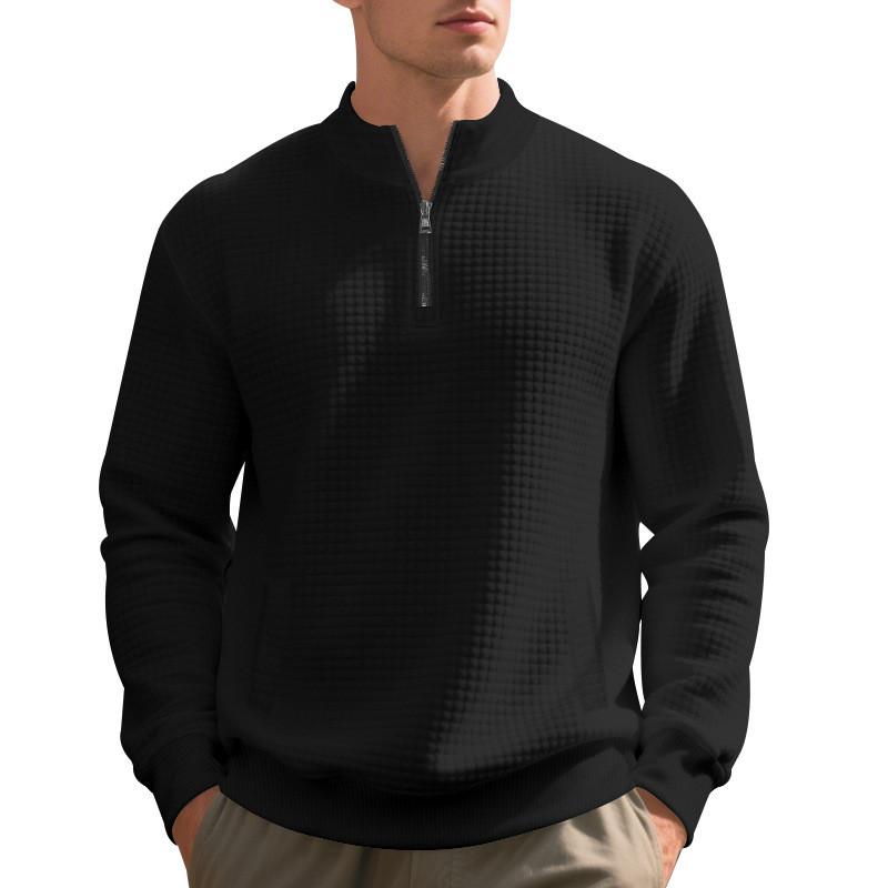 Mens Spring Fleece Sweater With Stand Collar And Zipper For Casual Urban Style