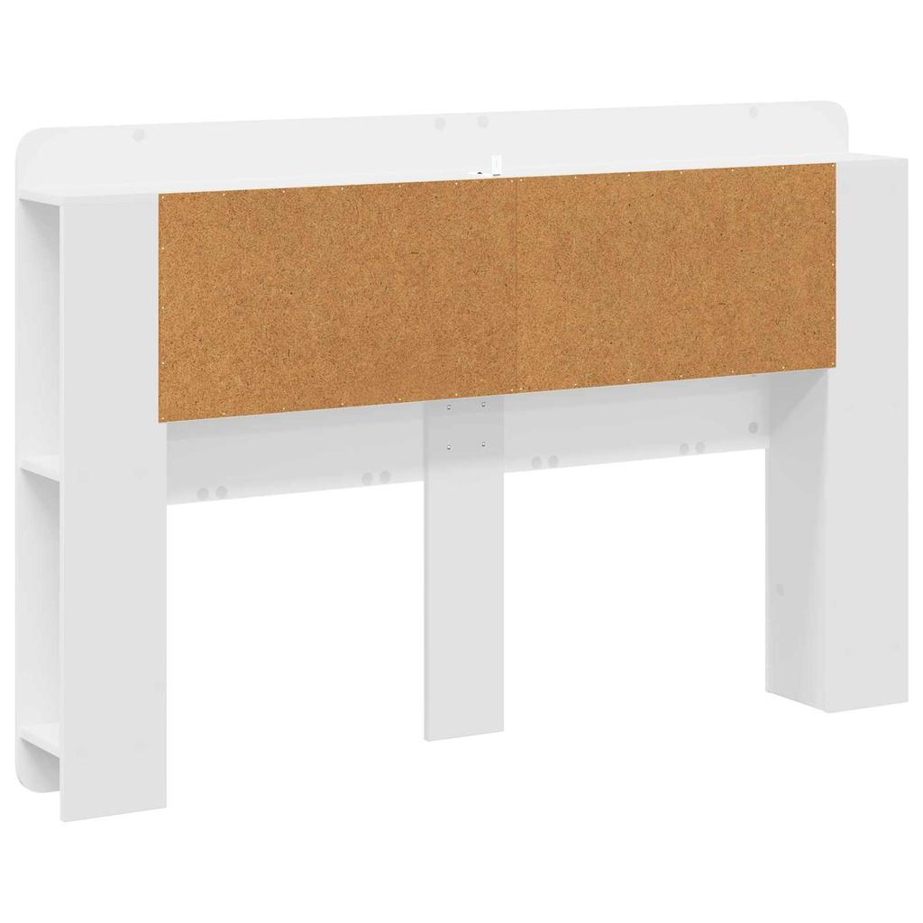Headboard Cabinet with Storage Glossy White Wood Based Material