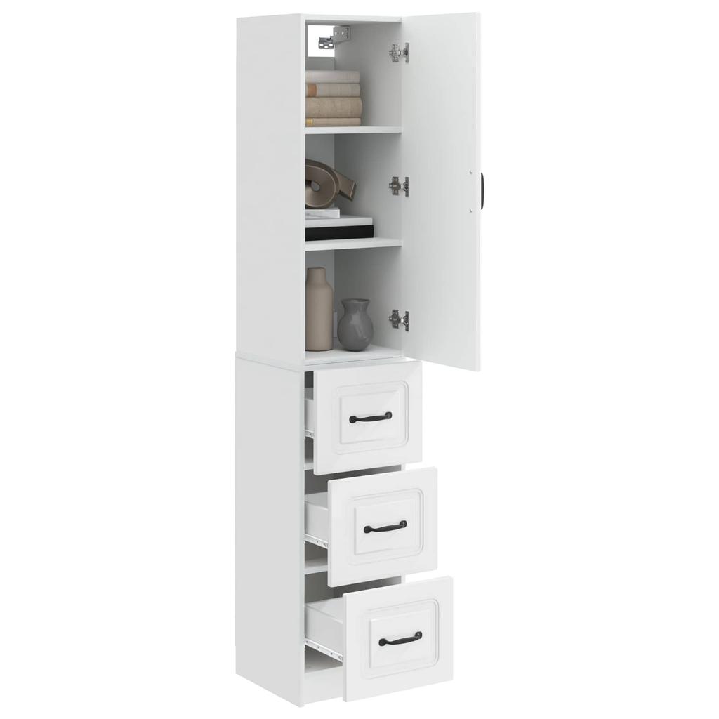 Cabinet Set 2 Pcs High Gloss White 33 X 34.5 X 87 Cm Engineered Wood