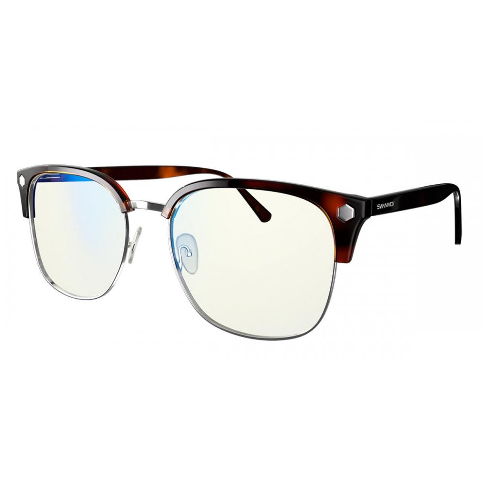 

Swanwick Havana Day Blue Light Block Tortoiseshell Unisex Eyeglasses Silver Tortoise/54