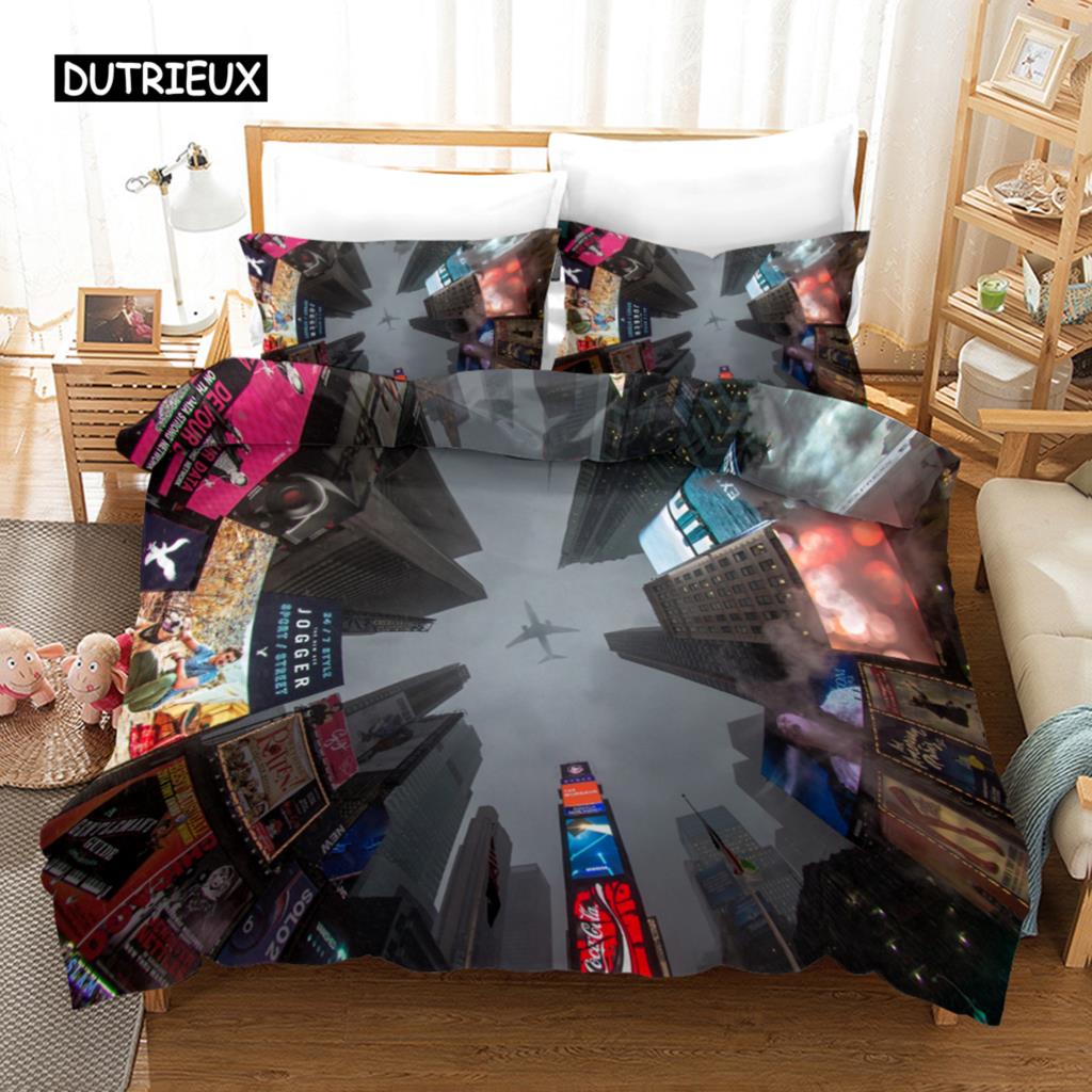 Plane Duvet Cover Microfiber Airplane Flying Through The Blue Sky Plane Theme Bedding Set for Boys Girls Double Queen King Size