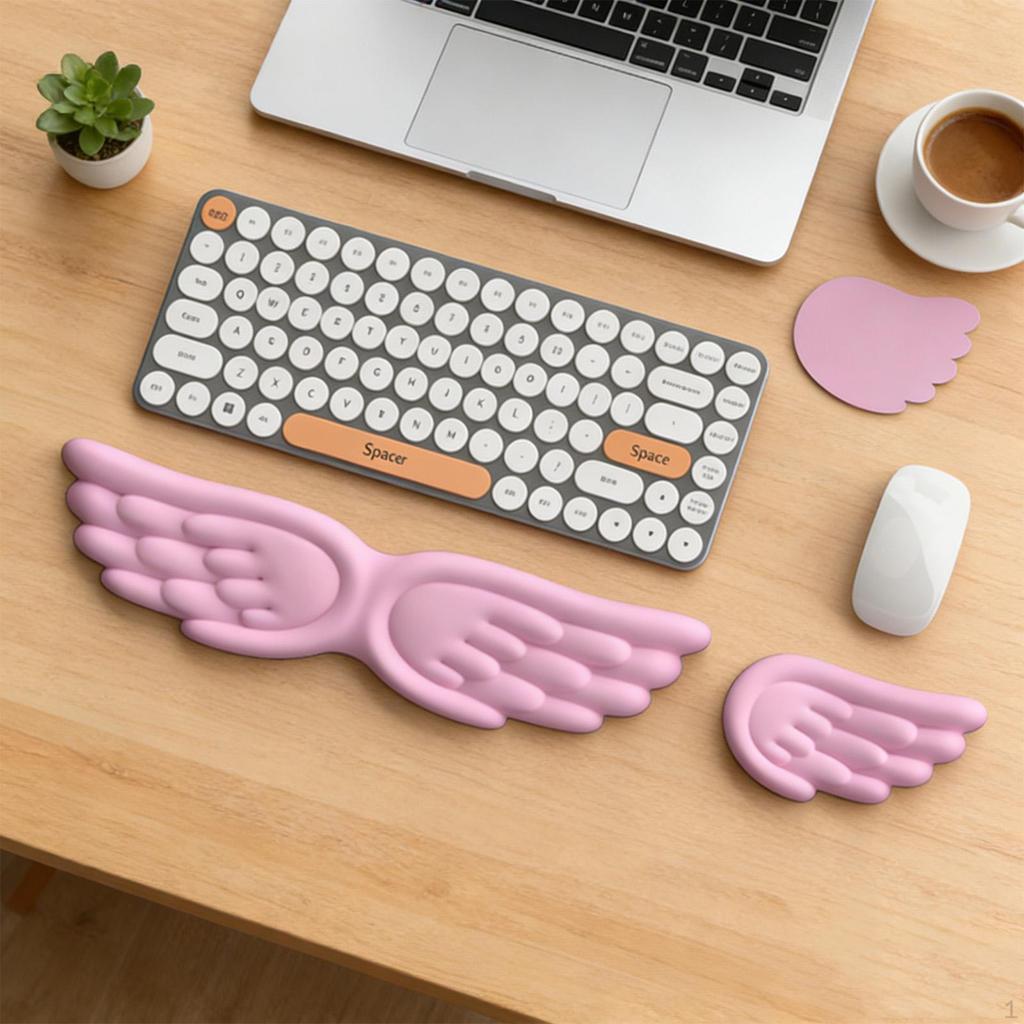 Angel Wing Keyboard Mice Wrist Computer Arm Rest Nonslip Coaster Cushion for Game Typing Office