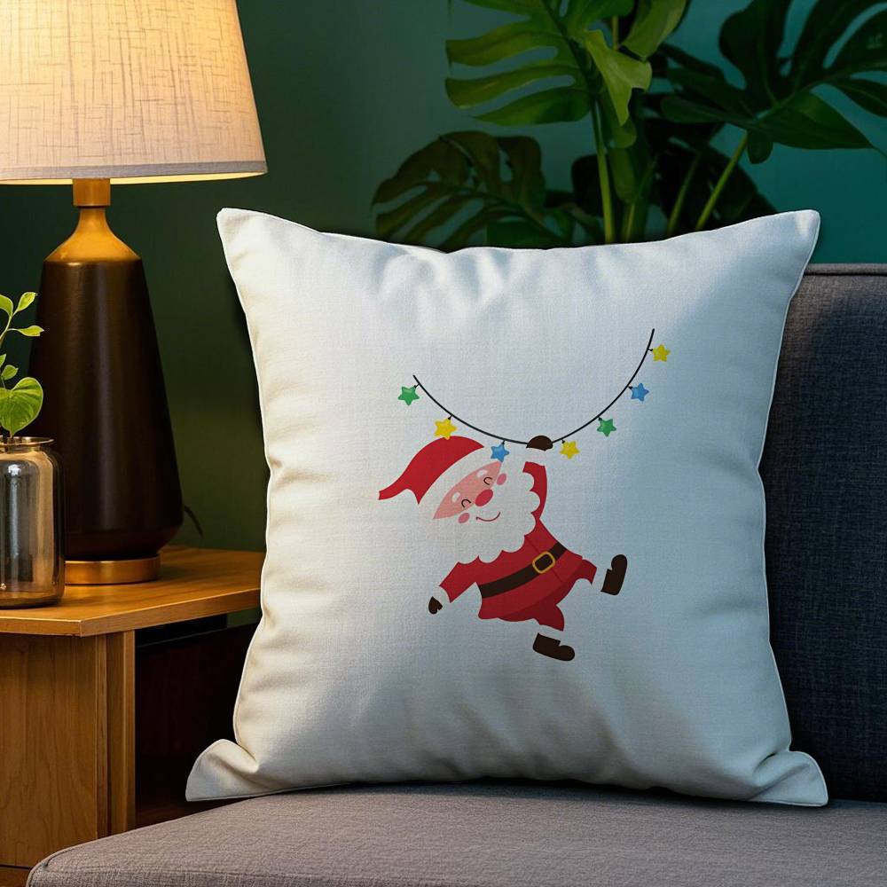 

Christmas Santa And Deer Pillow Case Sofa Living Room Bedroom Double-sided Printing Square Cushion Nap Time Pillow Case 12x12Inch