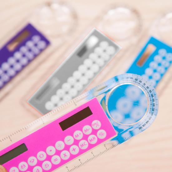 Mini Solar Transparent Ruler Calculator with Magnifier Student School Supplies