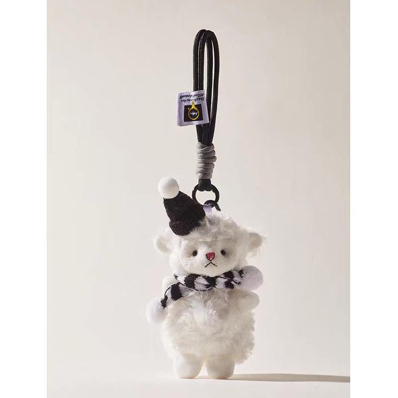 

Милый вязаный крючком креативный мультяшный шарф, плюшевый кулон в виде ягненка, кукольное подвесное украшение, креативные и интересные вещи для улицы чёрный