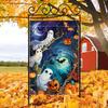 1pc Halloween Garden Flag - Double-Sided Polyester Welcome Flag with Fun Ghosts, Terrifying Bats & Pumpkins, No Electricity Needed for Farmhouse & Hom