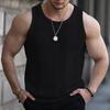 O-Neck Sleeveless Men Vest Solid Color Ribbed Trim Thin Summer Casual Hollow Out Loose Knitting Vest Sportwear