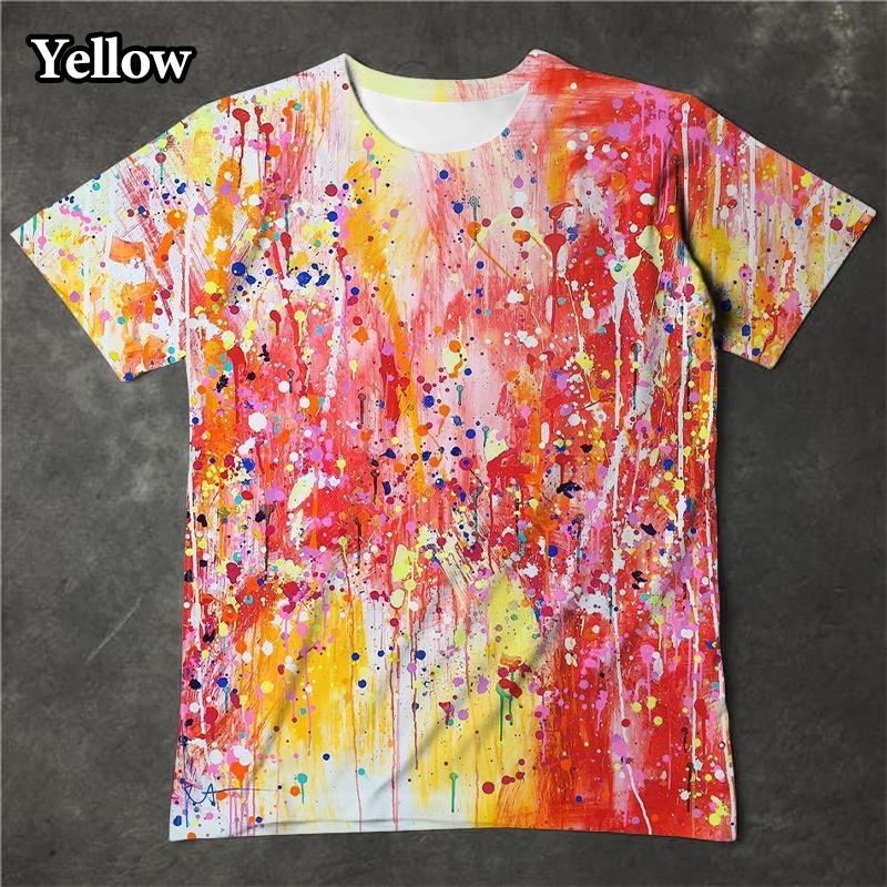 Interesting T-shirts, 3D Splashed Ink Print for Men and Women, Personalized Short Sleeved Tops