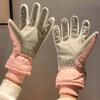 Plush Gloves for Women Winter Thickened with Fur Warm Riding Gloves Cold and Windproof Anti Slip Gloves Touch Screen Gloves Skiing Teddy Bear Gloves