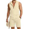 Men's Sleeveless Zip Up Vest and Shorts Set for Training Running and Casual Wear