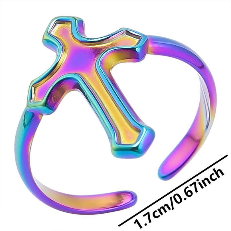 

Vintage Simple Cross Jewelry No Fade Stainless Steel Adjustable Rings For Women Men Accessories Jesus Opening Ring Bagues Gift adjustable