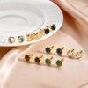Trendy Natural Stone Earrings For Women, Stainless Steel Small Round Stud Earrings, Geometric Wedding Daily Jewelry Gifts