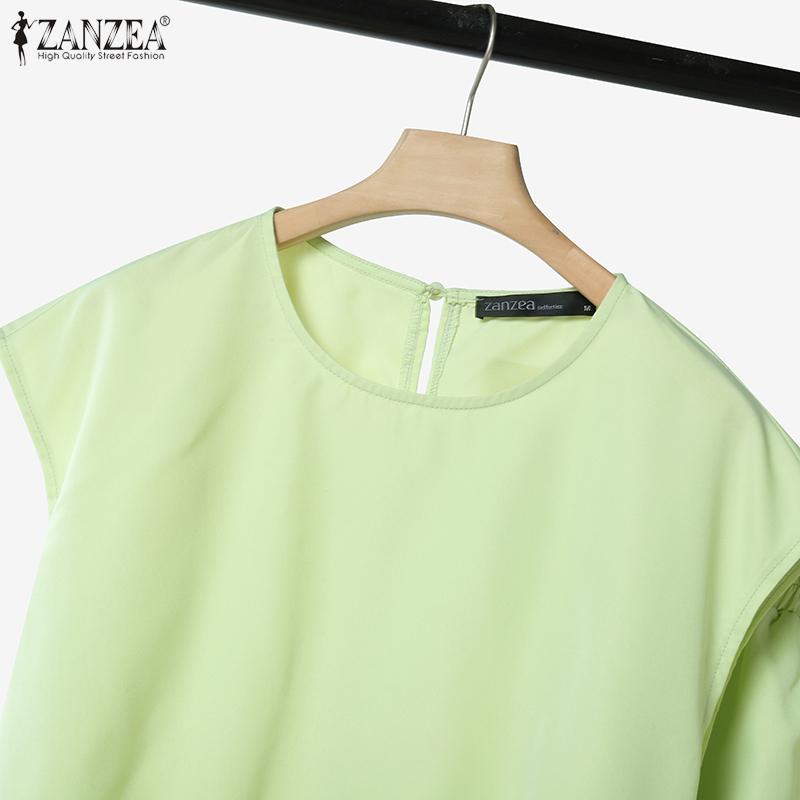 ZANZEA Women Short Sleeve Blouse and Pants Casual Two Piece Suit Sets