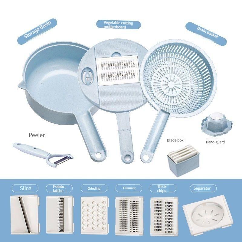 Kitchen Slicer And Chopper Ten In One Set Potato Slice And Slicing Multi-function Slicer Kitchen Appliances Kitchen Utensils синий