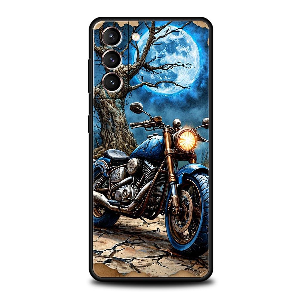 Colors Vintage Motorcycle Painted Phone Case for Samsung Galaxy S26 S25 S24 S23 S22 S20 S21 FE Ultra S25 Edge Plus 5G Soft TPU