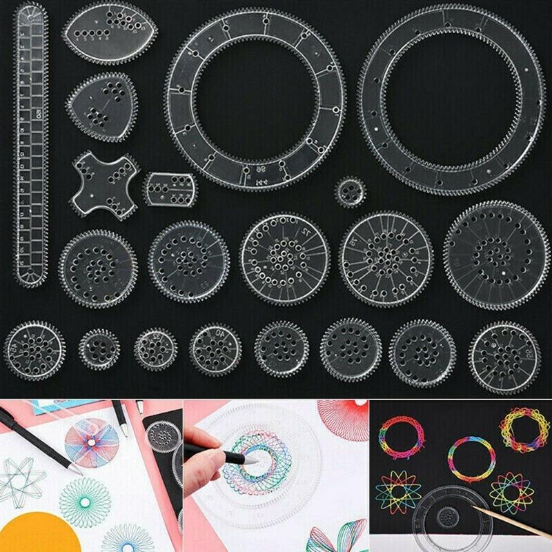 22Pcs Creative Spirograph Drawing Wheels Geometric Ruler Drawing Accessories