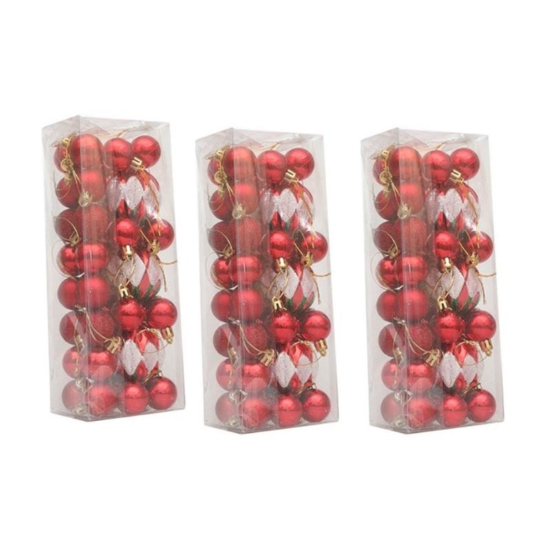 3Box Christmas Tree Hanging Decoration Electroplated Christmas Baubles Ornament Window and Door Ornament Party Supplies