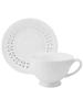 WHITE CERAMIC CUP 260ml WITH OPENWORK SAUCER FOR COFFEE AND TEA
