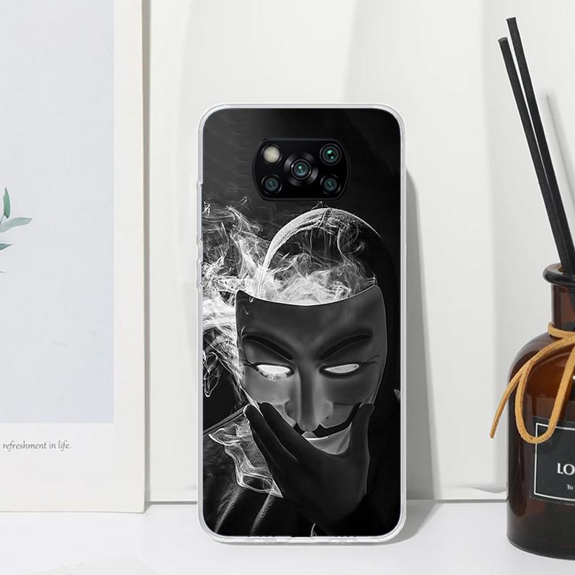 Anonymous V Mask Phone Case For Xiaomi Poco X7 X6 X5 M7 M8 Pro F7 Ultra Redmi 15C 15 13C 13 12C 12 10 10C 10A Art Fundas Poco X7