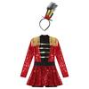 Kids Ringmaster Halloween Costume Set: Sparkling Sequin Bodysuit, Mini Top Hat & Feather Headband for Easy Dress Up & Role Play