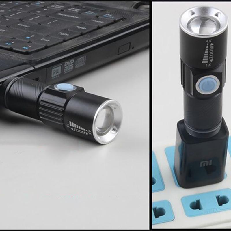 New! Led Mini Flashlight 3 Modes Portable Telescopic Zoomable Usb Rechargeable Aluminum Alloy Torch With